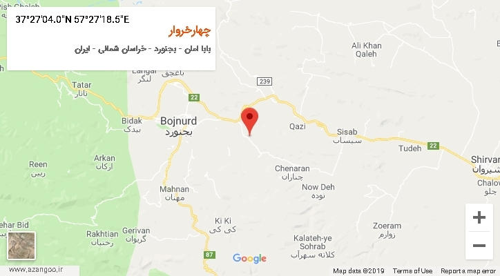 روستای چهارخروار بر روی نقشه