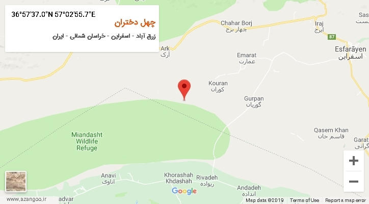 روستای چهل دختران بر روی نقشه