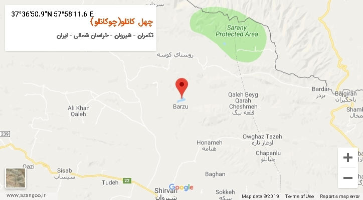 روستای چهل کانلو(چوکانلو) بر روی نقشه