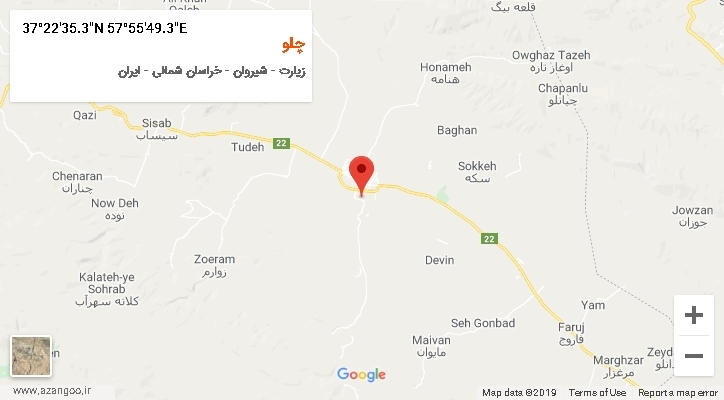 روستای چلو بر روی نقشه