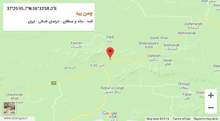 روستای چمن بید بر روی نقشه