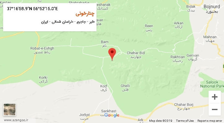 روستای چنارخونی بر روی نقشه