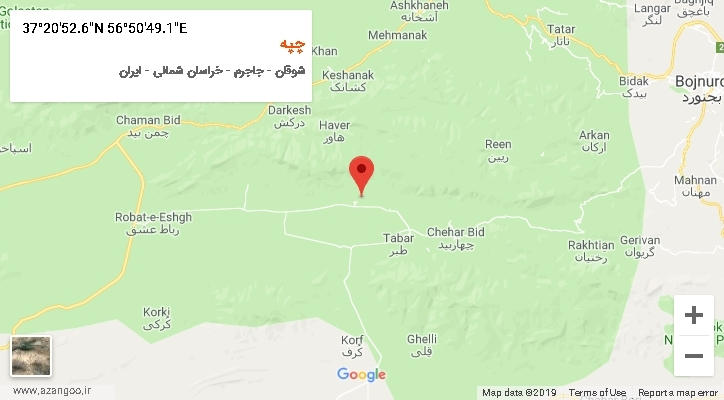 روستای چپه بر روی نقشه