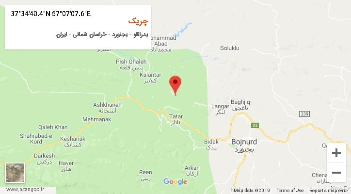 روستای چریک بر روی نقشه