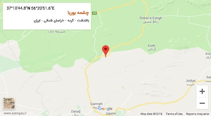 روستای چشمه بوریا بر روی نقشه