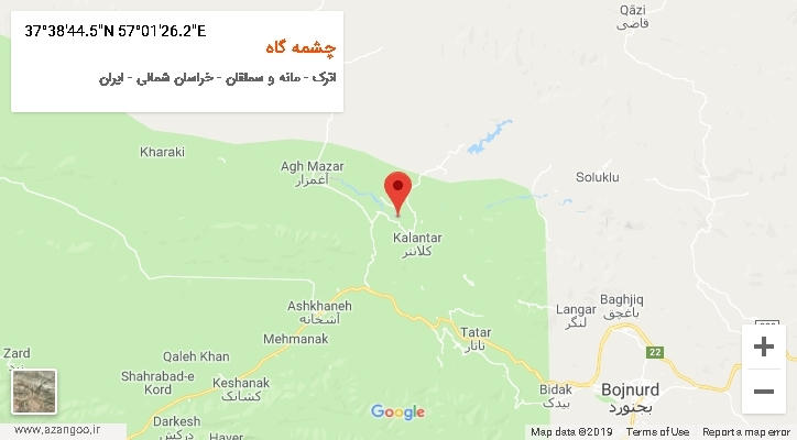 روستای چشمه گاه بر روی نقشه