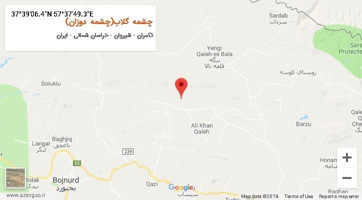 روستای چشمه گلاب(چشمه دوزان) بر روی نقشه