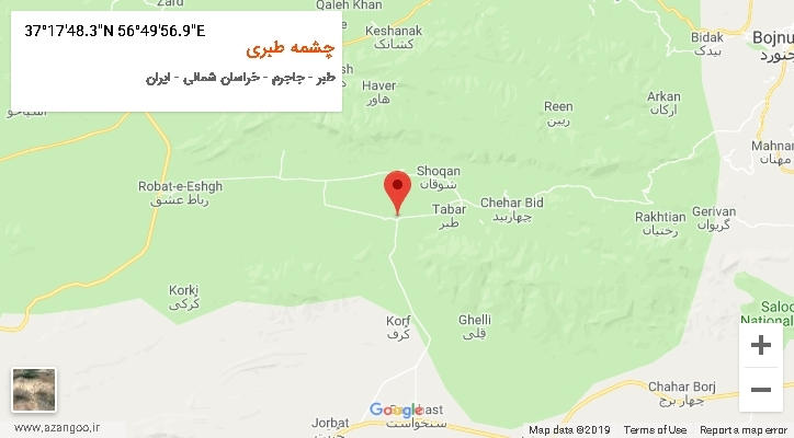 روستای چشمه طبری بر روی نقشه