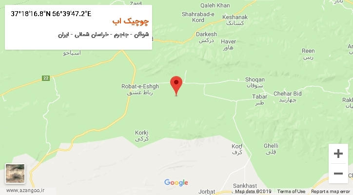 روستای چوچیک اب بر روی نقشه