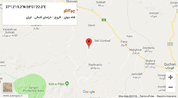 روستای چوکانلو بر روی نقشه