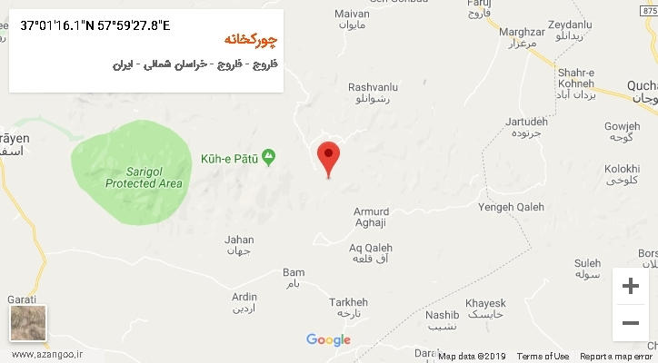 روستای چورکخانه بر روی نقشه