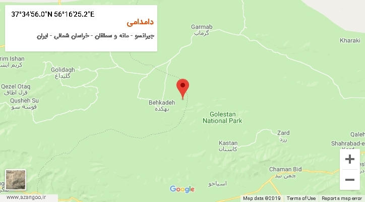 روستای دامدامی بر روی نقشه