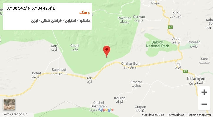 روستای دهک بر روی نقشه