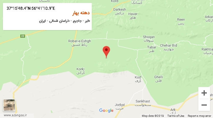 روستای دهنه بهار بر روی نقشه