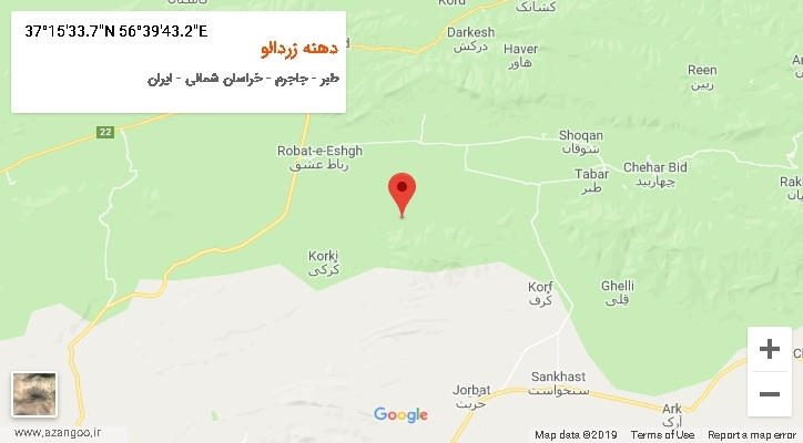 روستای دهنه زردالو بر روی نقشه