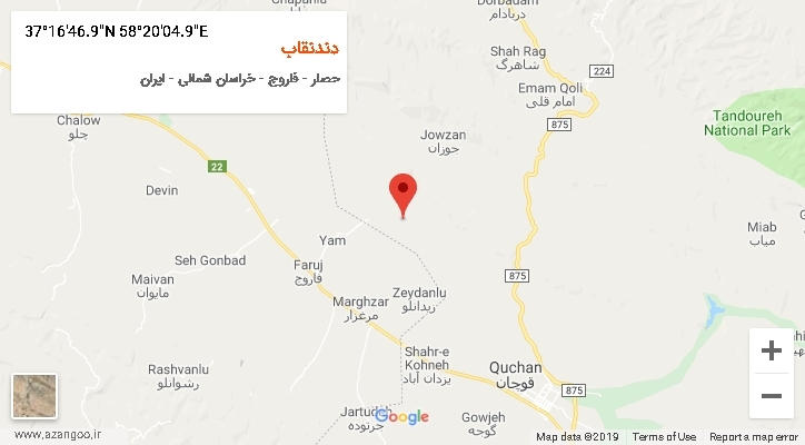 روستای دندنقاب بر روی نقشه
