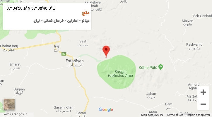 روستای دنج بر روی نقشه