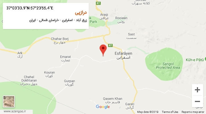 روستای درازپی بر روی نقشه