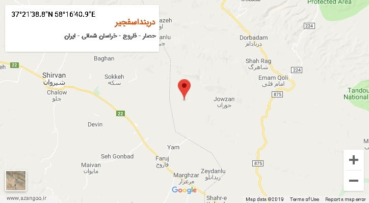 روستای دربنداسفجیر بر روی نقشه