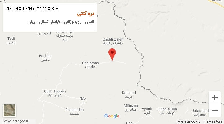 روستای دره کنتی بر روی نقشه