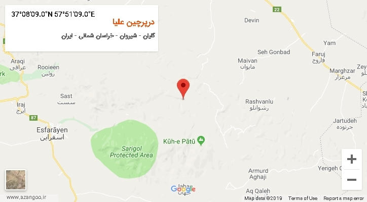 روستای درپرچین علیا بر روی نقشه