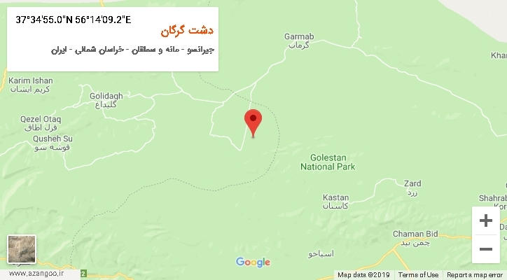 روستای دشت گرگان بر روی نقشه