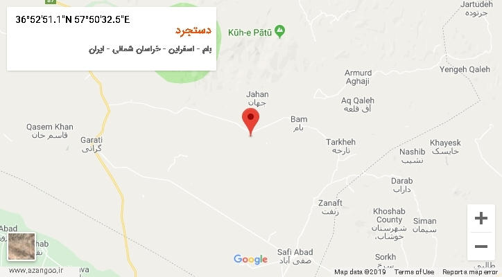 روستای دستجرد بر روی نقشه