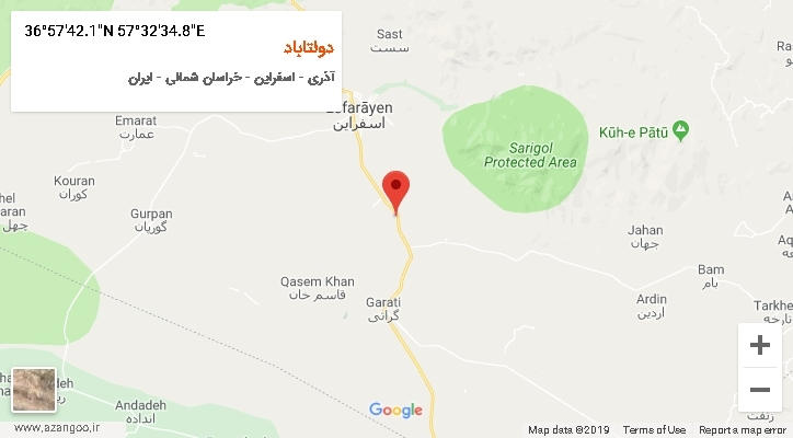 روستای دولتاباد بر روی نقشه