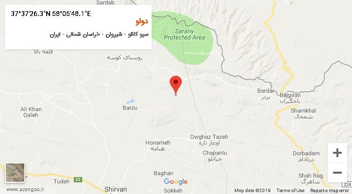 روستای دولو بر روی نقشه