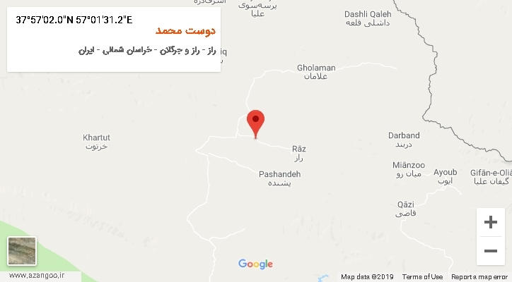 روستای دوست محمد بر روی نقشه