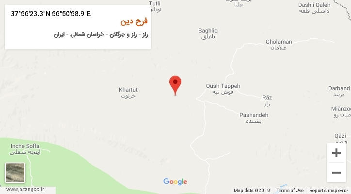 روستای فرح دین بر روی نقشه