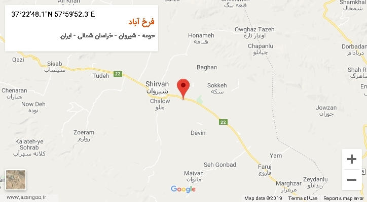 روستای فرخ آباد بر روی نقشه