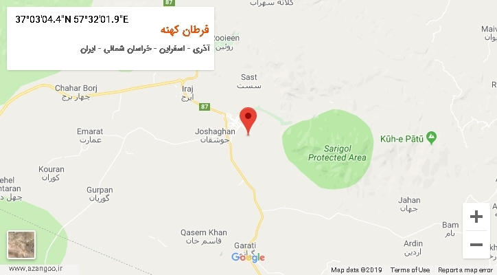 روستای فرطان کهنه بر روی نقشه