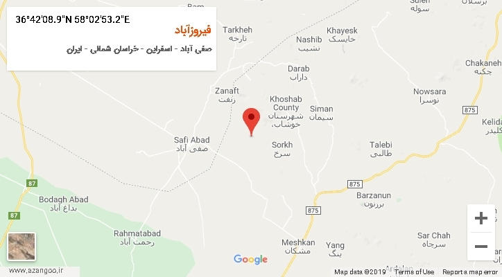 روستای فیروزآباد بر روی نقشه