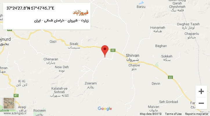 روستای فیروزآباد بر روی نقشه