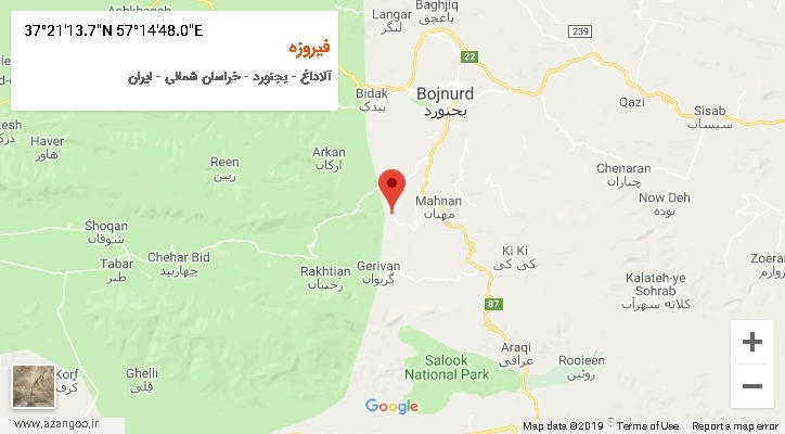 روستای فیروزه بر روی نقشه