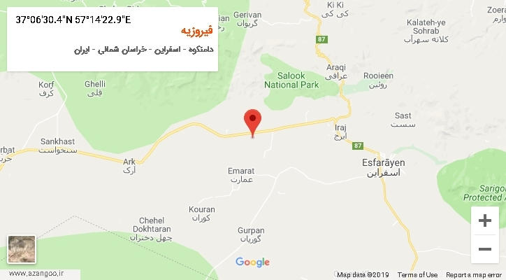روستای فیروزیه بر روی نقشه