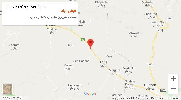 روستای فیض آباد بر روی نقشه