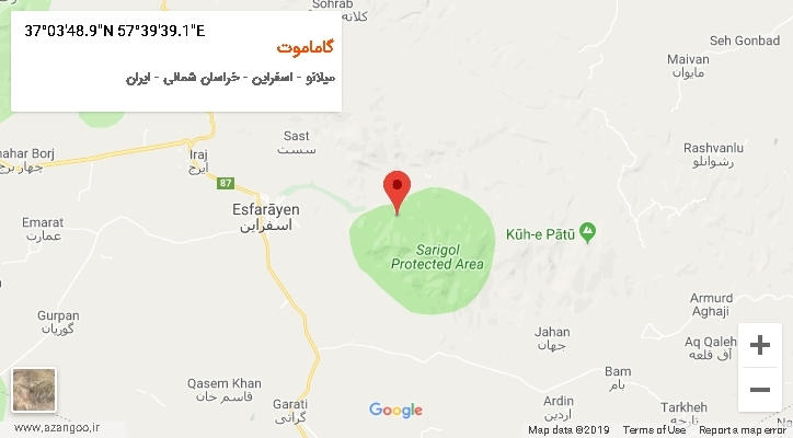 روستای گاماموت بر روی نقشه