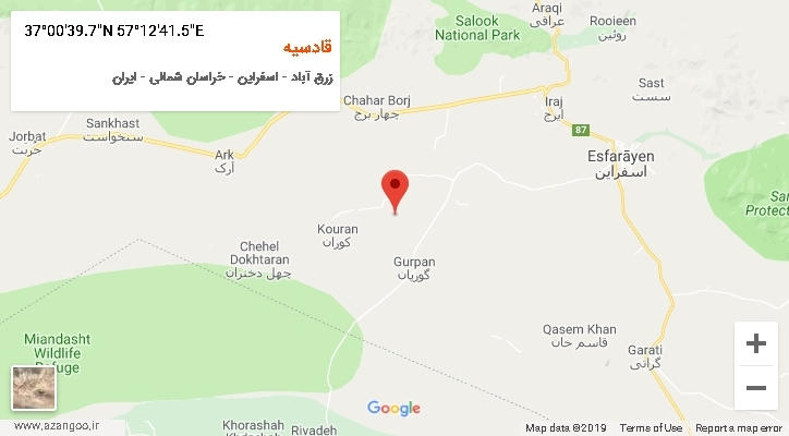 روستای قادسیه بر روی نقشه