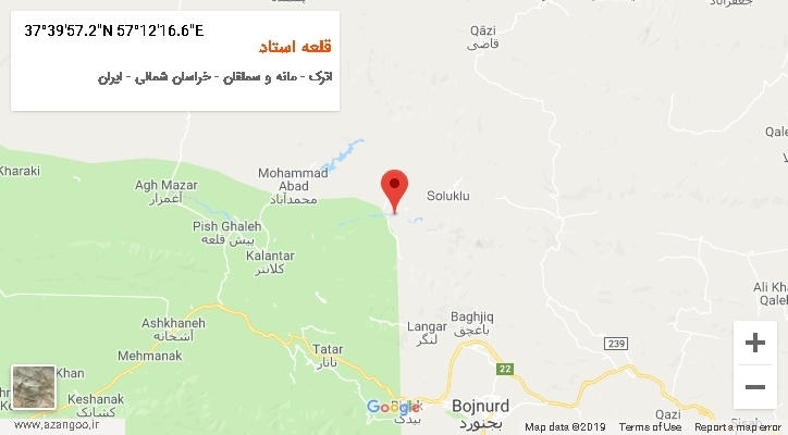 روستای قلعه استاد بر روی نقشه