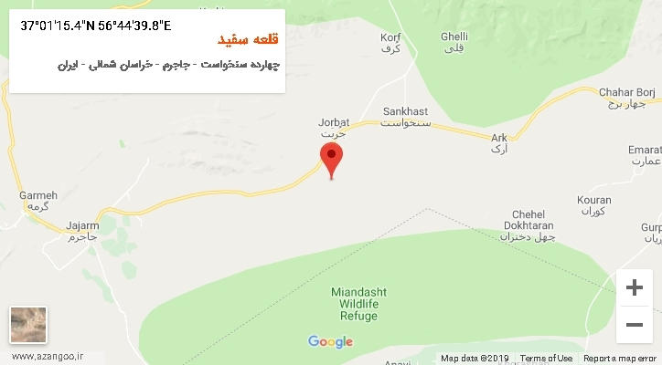 روستای قلعه سفید بر روی نقشه