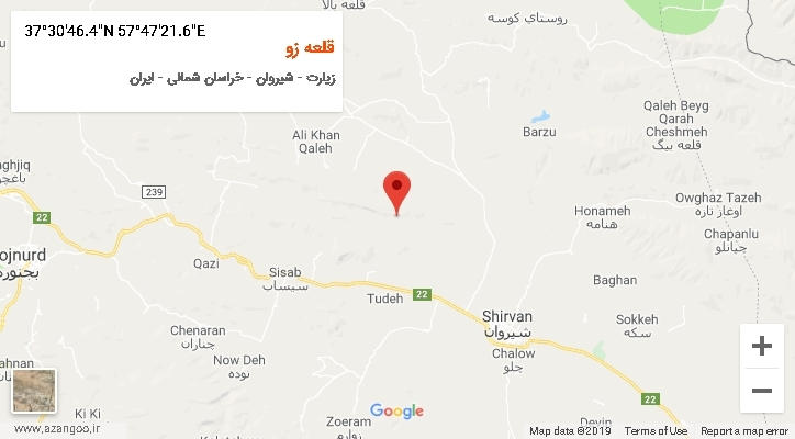 روستای قلعه زو بر روی نقشه