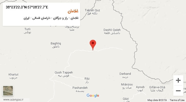 روستای غلامان بر روی نقشه