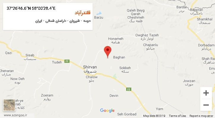 روستای قلندرآباد بر روی نقشه