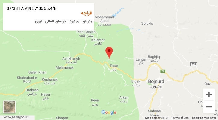 روستای قراجه بر روی نقشه