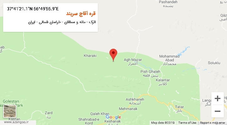 روستای قره آقاج سربند بر روی نقشه