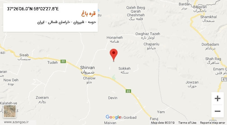 روستای قره باغ بر روی نقشه