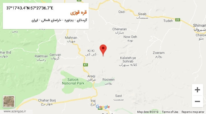 روستای قره قوزی بر روی نقشه