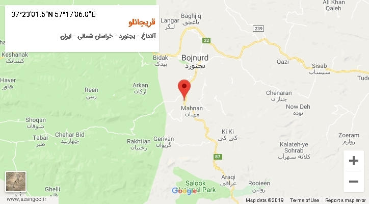 روستای قریجانلو بر روی نقشه